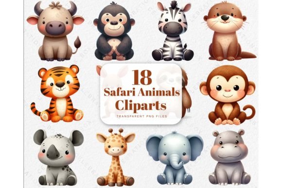 Download Watercolor Cute Safari Animals Clipart - Safari animals clipart Collection