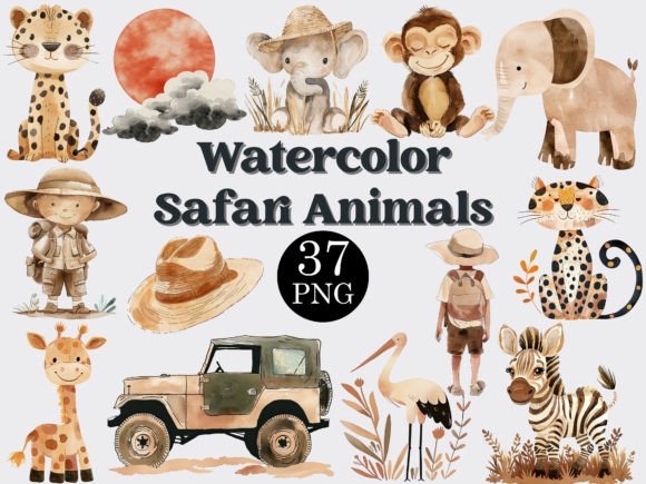 Download Watercolor Safari Animals Clipart Bundle - Safari animals clipart Collection