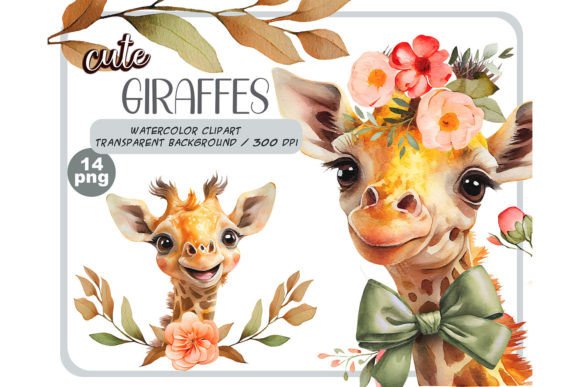 Download Watercolor Cute Baby Giraffes Clipart - Premium Resources