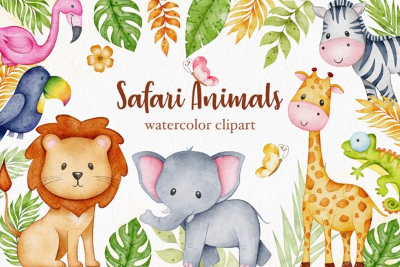 Download Watercolor Safari Baby Animals Clipart - Watercolor safari Collection