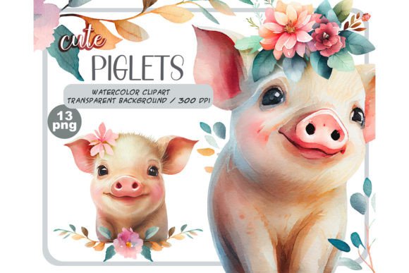 Download Watercolor Cute Baby Piglets Clipart Set - Premium Resources