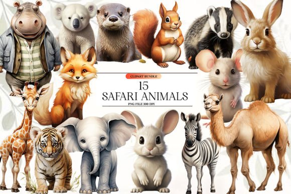 Download Watercolor Safari Animals Clipart - Premium Resources