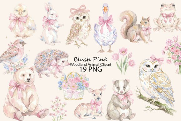 Download Blush Pink Woodland Animal Clipart - Woodland animal clipart Collection