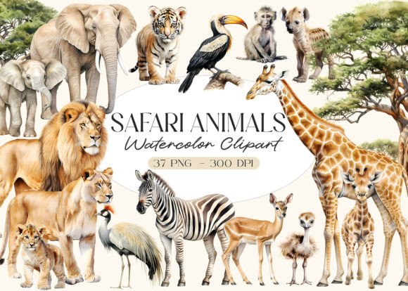 Download Watercolor Safari Animals Clipart - Safari animals clipart Collection