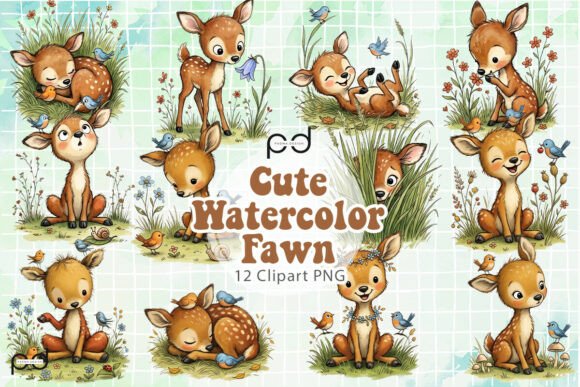 Download Cute Watercolor Fawn Graphics - Cute watercolor Collection