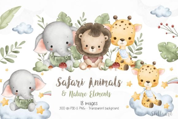 Download Watercolor Safari Animals and Nature - Watercolor safari Collection