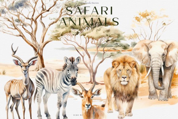 Download Watercolor Safari Animals Clipart Set - Safari animals clipart Collection