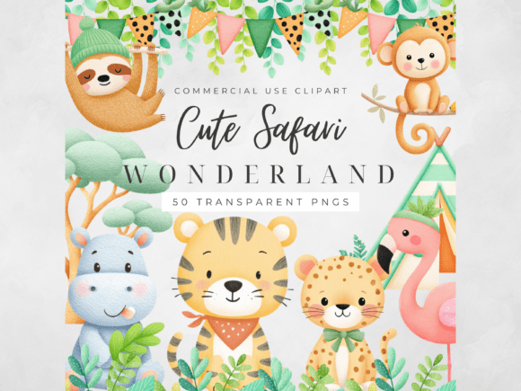 Download Safari Animals Clipart Watercolor PNG - Safari animals clipart Collection