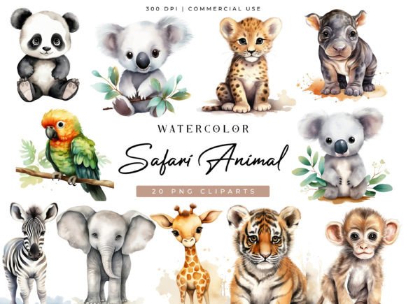 Download Watercolor Safari Animal Clipart Bundle - Watercolor safari Collection
