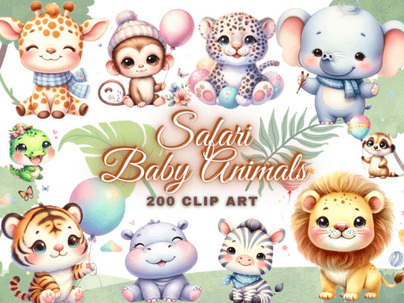 Download 200 Cute Baby Safari Animals Clipart PNG - Safari animals clipart Collection