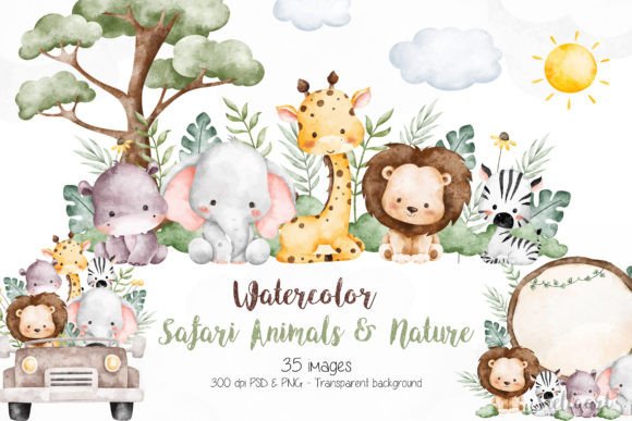 Download Watercolor Safari Animals and Nature - Watercolor safari Collection