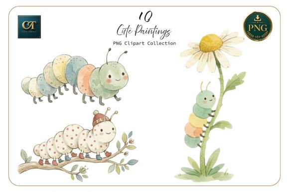 Download Cute Watercolor Caterpillar Set - Cute watercolor Collection