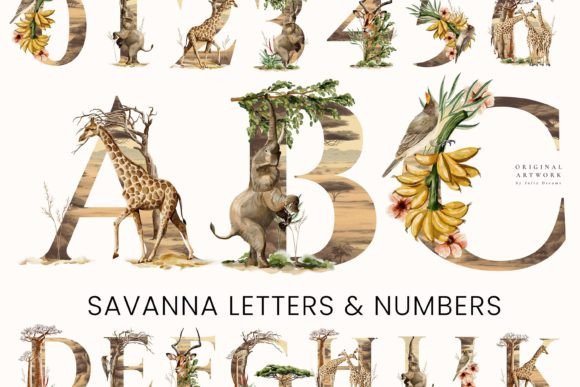 Download Watercolor Safari Alphabet Letters - Premium Resources