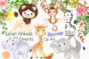 Download Watercolor Safari Animals Clipart Kids Jungle Animals Clipart - Premium Bundle